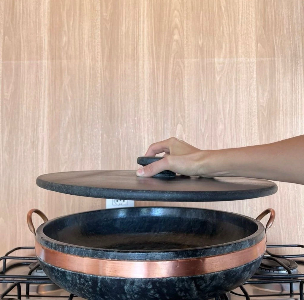 Panela de Paella de Pedra-Sabão com Tampa